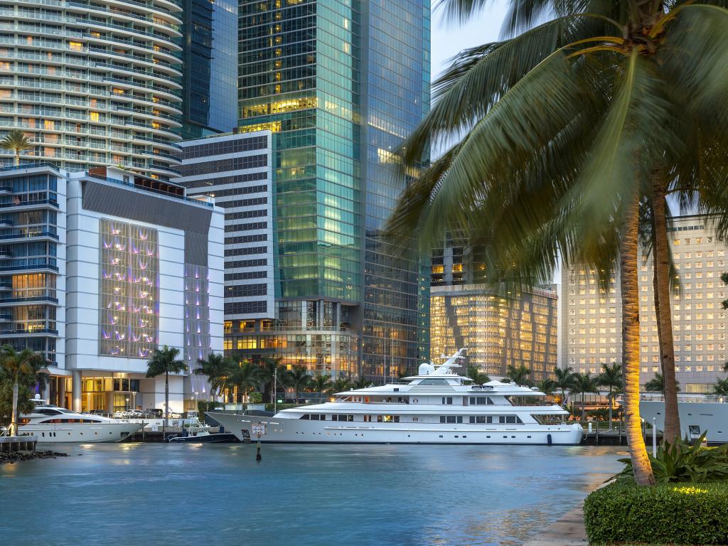 A yacht in downtown Miami