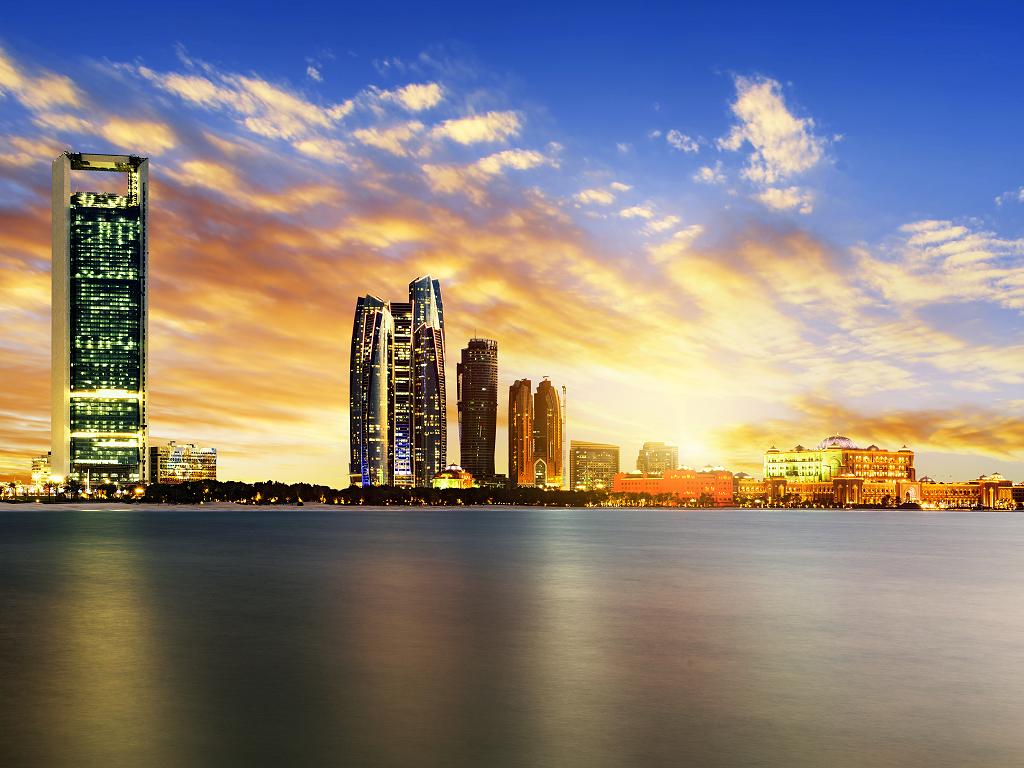 Abu Dhabi skyline by night
